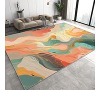 Générique Tapis Poil Ras Doux Impression Marbre 120x170 cm Motif 3D Anti-Tache Lavable Décoration Couleurs Abstraites Et Douces Tapis Salon Classique, Espace détente 11K-11