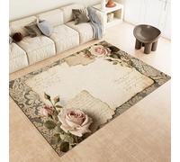 Générique Tapis Poil Ras Doux Rose 120x170 cm Motif 3D Anti-Tache Lavable Décoration Vieilles Lettres en Papier Romantiques Tapis Salon Classique, Espace détente8K-27