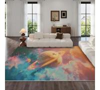 Générique Tapis Poil Ras Doux Saturne 180x240 cm Motif 3D Anti-Tache Lavable Décoration Planètes Univers Rêves Très Grand Tapis pour Grand Salon, Villa, Espace commercial9K-31