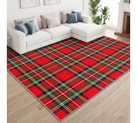 Générique Tapis Poils Courts Britannique Universitaire Lignes 120 x 170 cm | Lavable Antidérapant Tapis Entretien Facile Rouge Tartan Salon Chambre Salle à Manger Cuisine Bureau Entréem