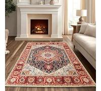 Générique Tapis Poils Courts Entree Interieur Salon Chambre Cuisine Décoration Maison,Multicolour Vintage Patchwork Pattern Modern Print,Rouge,80 x 120 cm