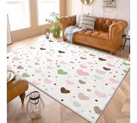 Générique Tapis Poils Courts Lavable Machine Moderne Romance Amour ThèMe Doux Non Pelucheux Antidérapant Décoration Maison Tapis 80x150 cm Blanc pour Salon, Chambre, Couloir Paillasso entrée