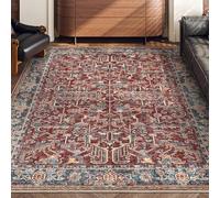 Générique Tapis Poils Courts Salon Chambre Adulte Cuisine Décoration Maison,Multicolour Distressed Vintage Oriental Flowers,Rouge,100 x 160 cm