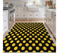 Générique Tapis Pois, Grand Tapis Salon 200x300 Pois Noir Jaune Carpette Chambre, Flanelle Poil Ras Moelleux - Antidérapa Lavable en Machine 240