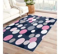 Générique Tapis Pois Mode Lavable 180x200, Grand Tapis Salon Chambre Cuisine, Motif Tendance Fashion Paris, Antidérapant, Poil Court, Doux, Decoration Maison