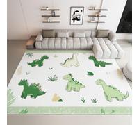 Générique Tapis pour Chambre 160x230 cm, Tapis Antidérapant Dessin Animé Dinosaures Mignons, Poils Courts Doux Lavable en Machine Blanc Moquette Décoration pour Salon Cuisine Entrée Salle à Manger