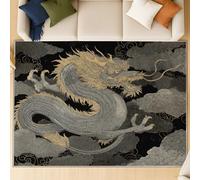 Générique Tapis pour Salon, Chambre à Coucher, Doux à Poils Courts et, Aantidérapant Lavable en Machine, pour Cuisine Salle à Manger et Extérieur 60 cm x 120 cm Gris Mystérieux Nuage Dragon