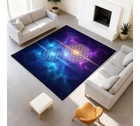 Générique Tapis pour Salon, Chambre à Coucher, Doux à Poils Courts et, Aantidérapant Lavable en Machine, pour Cuisine Salle à Manger et Extérieur 160 cm x 230 cm Bleu Sacré Espace Géométrie