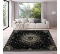 Générique Tapis pour Salon, Chambre, Poils Courts Microfibre Tapis, Doux et Confortable, Antidérapant, Lavable en Machine, 60 x 120 cm, Noir, Illustration Céleste Œil