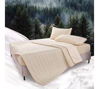 Générique Tapis Rafraîchissant Lit Humain avec Taie d'oreiller, Matelas de Refroidissement en Soie de Glace et Latex, Tapis de Lit Frais d'Été Doux et Respirant pour Adulte (Beige, 180 * 200)