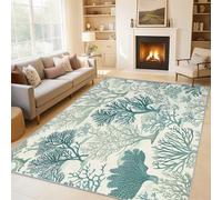 Générique Tapis Récif Corallien, Grand Tapis Salon 160x230 Côtier Nautique Bord de Mer Carpette Chambre, Flanelle Poil Ras Moelleux - Antidérapa Lavable en Machine H-53