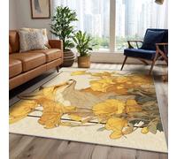 Générique Tapis Renard Or Fleur Lavable 150x200, Tapis Salon Chambre, Motif Animaux Sauvage Belle, Antidérapant, Poil Court, Doux, Decoration Maison