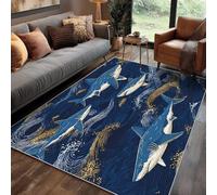 Générique Tapis Requin Chambre 80x150 cm Motif Bleu Marine Animaux Poisson, Tapis Cuisine Lavable Antidérapant Doux Poil Ras, Deco Chambre Moquette, j1d5984