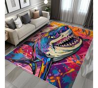 Générique Tapis Requin Graffiti, Tapis Entree Interieur Art Urbain, Poils Antidérapant Courts Doux Moquette Paillasson Interieur Entree Un Nettoyage Facile 50 x 80 cm P-&94