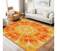 Générique Tapis Retro Années 80 Lavable 180x200 - Motif Années 70 Style Soleil, Grand Tapis Salon Chambre Cuisine Antidérapant Poil Court Doux Decoration Maison Carpet, FD1459