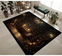 Générique Tapis Rétro Bibliothèque 120x180cm Style Gothique Tapis Salon Décoration Antidérapant, Lavable Poils Ras Tapis Doux Chambre pour Couloir Canapé Carpet, Living Room Bedroom,Cuisine 1H1096