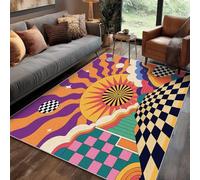 Générique Tapis Retro Chambre 120x170 cm Motif Abstrait Coloré Vintage Groovy, Tapis Cuisine Lavable Antidérapant Doux Poil Ras, Deco Chambre Moquette, j1d5445