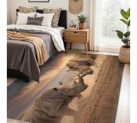 Générique Tapis Rhinocéros, Grand Tapis Salon 120x170 Faune Sauvage Afrique Carpette Chambre, Flanelle Poil Ras Moelleux - Antidérapa Lavable en Machine H-72