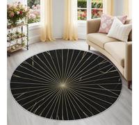 Générique Tapis Rond 100 cm Moquette Salon Lavable Abstrait, Motif Minimaliste Lignes Lumière du Soleil Noir, Doux, Idéal pour Coin Lecture Chambre d'enfant ou Espace Détente Esthétique