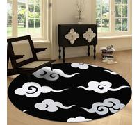 Générique Tapis Rond 120 cm minimalisme, Tapis Vagues Nuages tourbillons Lavable en Machine pour Salon - Coureur antidérapant - Coureur imprimé pour Salle à Manger Chambre d’Enfant nurserie