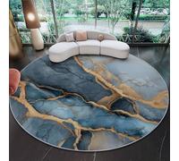 Générique Tapis Rond 120 cm, Tapis Abstrait Luxe Marbre Lavable en Machine pour Salon - Antidérapant Moquette Chaleureux Et Guérisseur pour Salle À Manger Chambre Nurserie, Gris-Bleu