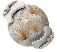 Générique Tapis Rond 150 cm Lavable en Machine, Feuilles Minimalistes Et Bohèmes Interieur Anti Slip Chambre à Coucher Salon Tapis d'Entrée Absorbant Antidérapant, Or Brun