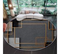 Générique Tapis Rond 180 cm Rond pour Salon, Abstrait Moderne Luxueux Carré Lavable en Machine Antidérapant - Tapis Imprimé Gris pour Salle à Manger Chambre d’Enfant Nurserie