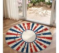 Générique Tapis Rond 200 cm Art Lignes De Rayons De Soleil Rayonnantes Rétro Rouge Bleu Tapis de Sol Décoration Antidérapant pour Salle De Séjour Intérieur