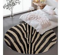 Générique Tapis Rond 60 cm Rond pour Salon, Imprimés Animaliers Imprimés Zèbre Lavable en Machine Antidérapant - Tapis Imprimé Beige pour Salle à Manger Chambre d’Enfant Nurserie