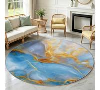 Générique Tapis Rond 60cm Marmorisation Sable Mouvant Or Lavable | Tapis Rond Moderne Luxe, Doux Antidérapant Lavable pour Salon, chambre, bureau et salle de bains