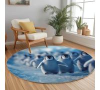 Générique Tapis Rond 80 cm Lavable Machine, Moquette Antidérapante Poil Bas Faune Sauvage, Animaux Manchot Arctique pour Salon Chambre Salle à Manger Nursery Dortoir Enfants, Tapis de Jeu Bureau