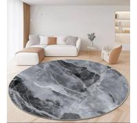Générique Tapis Rond 90 cm Lavable, Design Abstrait Mode Marbré, Gris Foncé Moquette Rond Antidérapante pour Coin Lecture, sous Chaise de Bureau, Décoration Chambre de Nurserie