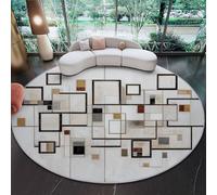 Générique Tapis Rond 90 cm Rond Poil Court Couleurs Neutres Tapis, Dos Antidérapant Moquette de Sol Décoratif Minimalisme Abstraction Géométrie - Rond pour Salon Chambre