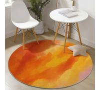 Générique Tapis Rond à Poils Courts 160 cm- Tapis de Sol Doux et Confortable, Motif Dégradé Abstrait Texture, Lavable et Antidérapant Tapis Rond Décoratif pour Salon et Chambre, Couleur Orange