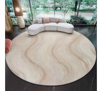Générique Tapis Rond Abstrait Lignes Géométrie - Doux et Antidérapant Tapis Rond Poils Courts 180 cm Lavable en Machine, Beige Shaggy Moquette pour Salon Chambre à Coucher Entrée Bureau