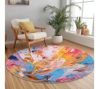 Générique Tapis Rond Abstrait Style 150cm, Tapis Antidérapant Lavable en Machine, Tourbillon Art Fluide Carpette Imprimé Convient pour Le Salon la Chambre et Le Balcon Couleur
