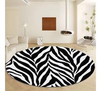 Générique Tapis Rond Animal Imprimé Zèbre 120 cm, Tapis de Salon Antidérapant Lavable en Machine à Poil Doux Art Abstrait pour Entrée Chambre à Coucher Salle à Manger