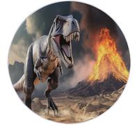 Générique Tapis Rond antidérapant à Motif Flammes Fantastiques T-Rex, Lavable en Machine - pour Chambre à Coucher Salon Cuisine - Décoration d'intérieur - 120 cm Gris