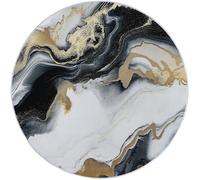 Générique Tapis Rond antidérapant à Motif Marbre Abstrait Minimaliste, Lavable en Machine - pour Chambre à Coucher Salon Cuisine - Décoration d'intérieur - 60 cm Blanc Or