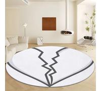 Générique Tapis Rond Blanc Ø 160 cm Lignes Minimalistes Forme Cœur Tapis Antidérapant Microfibre Doux et Moelleux, Moquette Rond Antidérapant Lavable pour Salon Chambre Chambre Enfants Salle à Manger