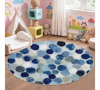 Générique Tapis Rond Bleu, Motif Minimalisme Moderne Pois Blocs De Couleur, Tapis Lavable en Machine et Antidérapant pour Employés De Bureau Chambre et Entrée