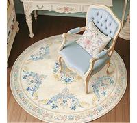 Générique Tapis Rond, Coiffeuse Vintage à Motif Floral, chaises, décoration de Sol, Bleu, ø 160 cm, Personnalisable Tapis Fauteuil Pouf Salon Décoration Chambre Adulte ou Ado,