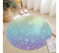 Générique Tapis Rond Corps Célestes Arcs-en-Ciel 150 cm, Tapis Lavable en Machine pour Salon, Antidérapant, Imprimé Ciel Étoilé Dégradé Arc-en-Ciel pour Chambre Fille Enfant, Coloré