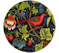 Générique Tapis Rond Décoratif à Poils Ras 150 cm, Flanelle Antidérapante et Lavable Fleurs Et Oiseaux Exquis De William Morris Modèle, Parfait pour Chambre Salon Balcon et Terrasse - Vert