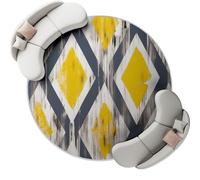 Générique Tapis Rond Décoratif à Poils Ras Gris Beige - Résistant Antidérapante et Lavable Peint À La Main Minimaliste Éléments De Losange Modèle Imprimé pour Salon Chambre Balcon Terrasse, 150 cm