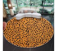 Générique Tapis Rond Décoratif en Flanelle 120 cm, Abstrait Camouflage Imprimé Léopard Thème Brun Doux Tapis Rond Lavable Antidérapant - pour Salon Bureau Chambre d'enfants Entrée