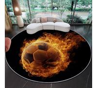 Générique Tapis Rond Décoration 3D Science-Fiction Flamme Football - Tapis Circulaire 60 cm Résistant aux Taches Doux Poils Courts Moquette, Antidérapant pour Salon Chambre Salle à Manger, Coloré