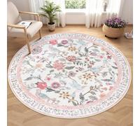 Générique Tapis Rond,Design Floral Contemporain, Motif Multicolore Moderne, Rose, ø 160 cm, Personnalisable Tapis Fauteuil Pouf Salon Décoration Chambre Adulte ou Ado,
