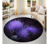 Générique Tapis Rond Doux 60 cm - Motif Dark Fantasy Fleurs Luminescentes Flammes - Lavable en Machine - Antidérapant pour Chambre Enfant Salle de Jeux Les Précurseurs, Coloré