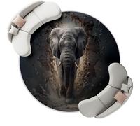 Générique Tapis Rond Doux à Poils Courts pour Chambre d'enfant Garçons et Filles - Motif Animal Abstrait Éléphant - pour Salle de Jeux - 160 cm - Mur De Briques Grises